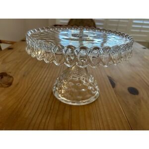 Vintage Fostoria American‎ Pattern Cake Stand Scalloped Edge
